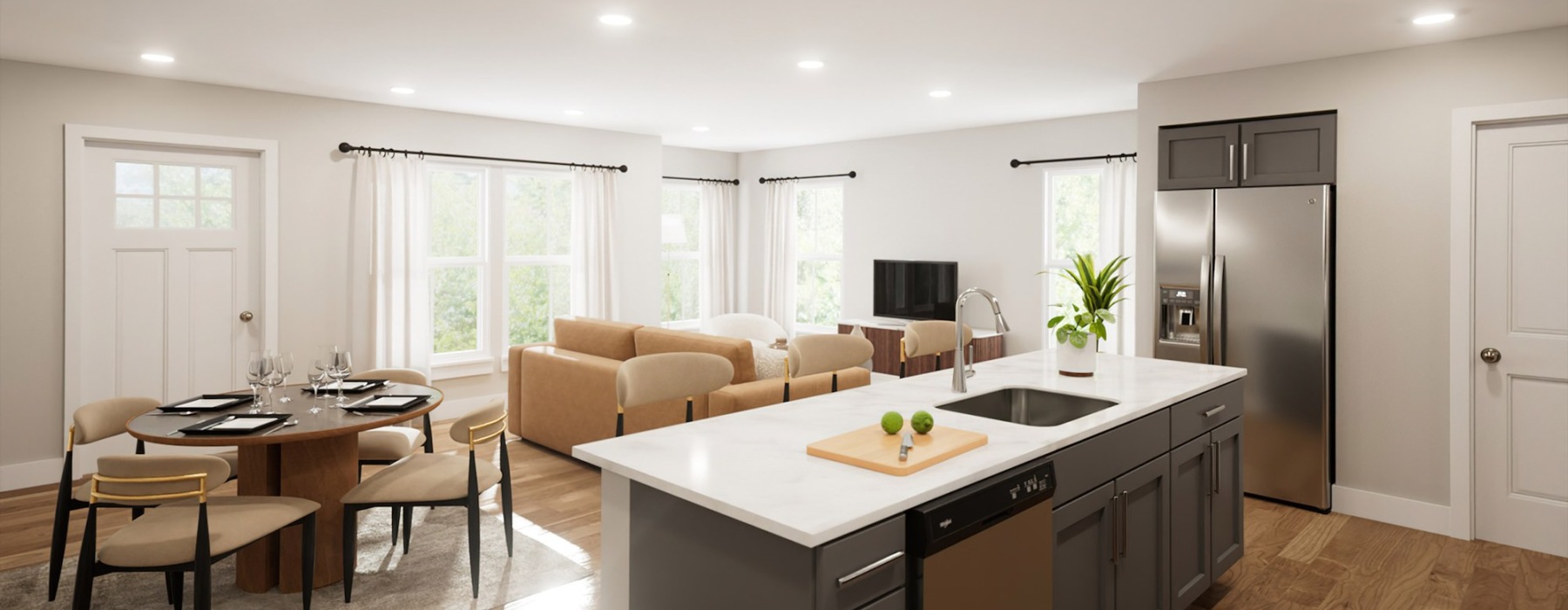 Well-lit kitchen with ample counter space