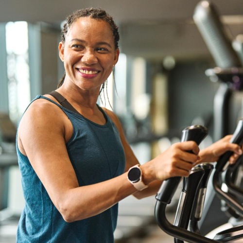 a woman working out in a gym